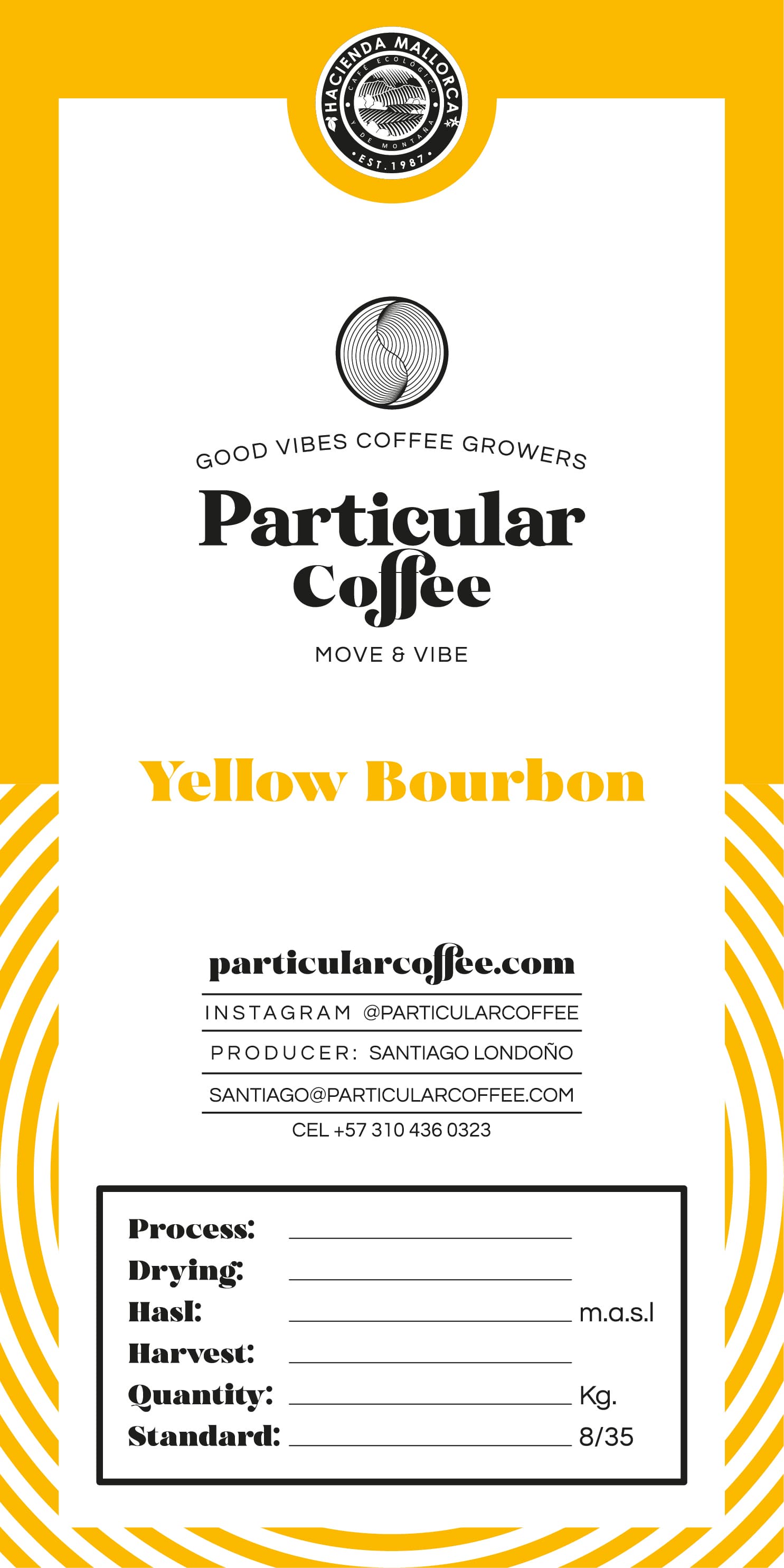Bourbon Amarillo coffee label
